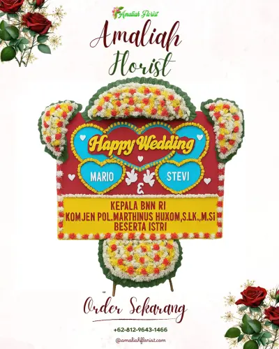 Karangan Papan Bunga Pernikahan di Ambartawang
